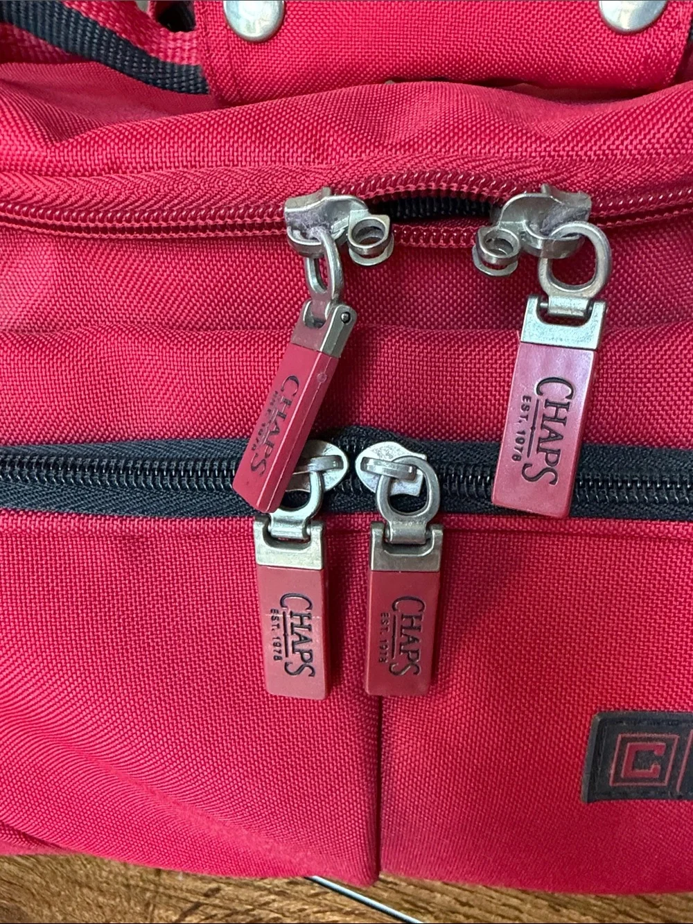 Chaps Red Duffle Bag with Removable Strap
